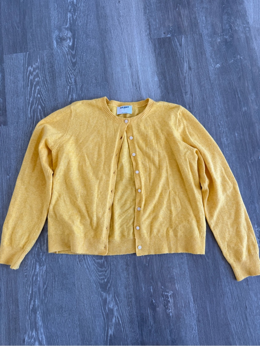 Old Navy Yellow Button-Front Crewneck Cardigan